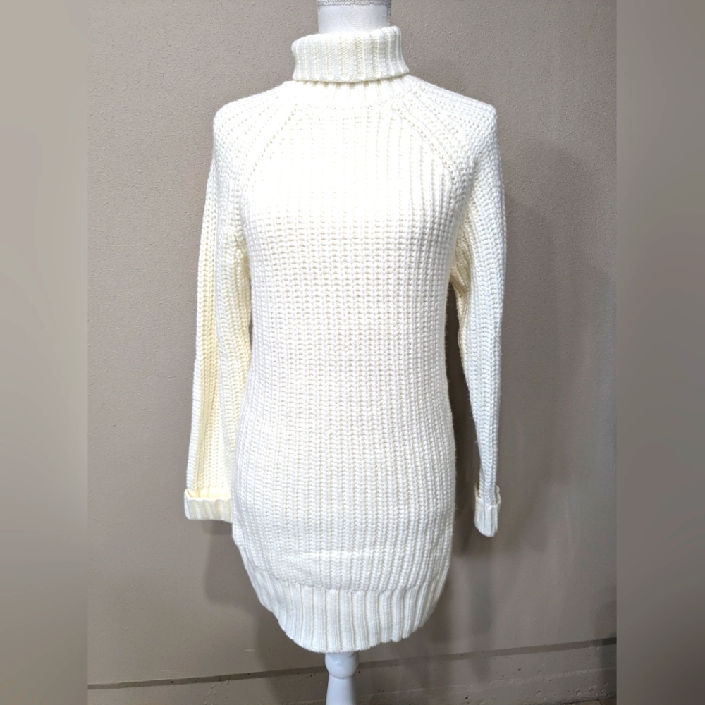 Koko + Mason Cream/white/off white  Knit Turtleneck Sweater Dress Size S/M
